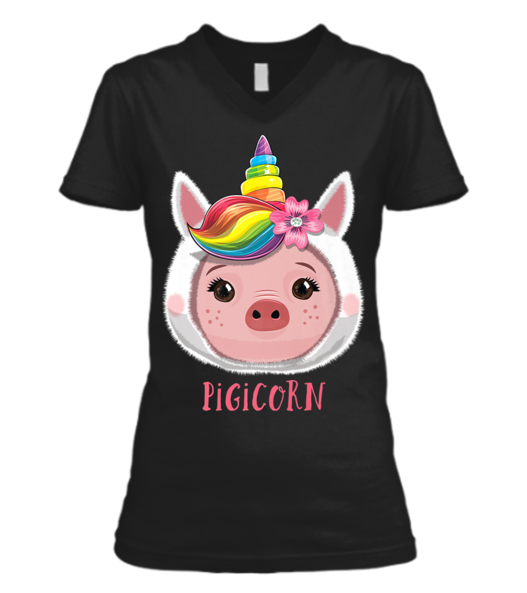 Pigicorn Pig Unicorn Girl...V-Neck Womens T-Shirt Pigicorn Pig Unicorn Girl...V-Neck Womens T-Shirt