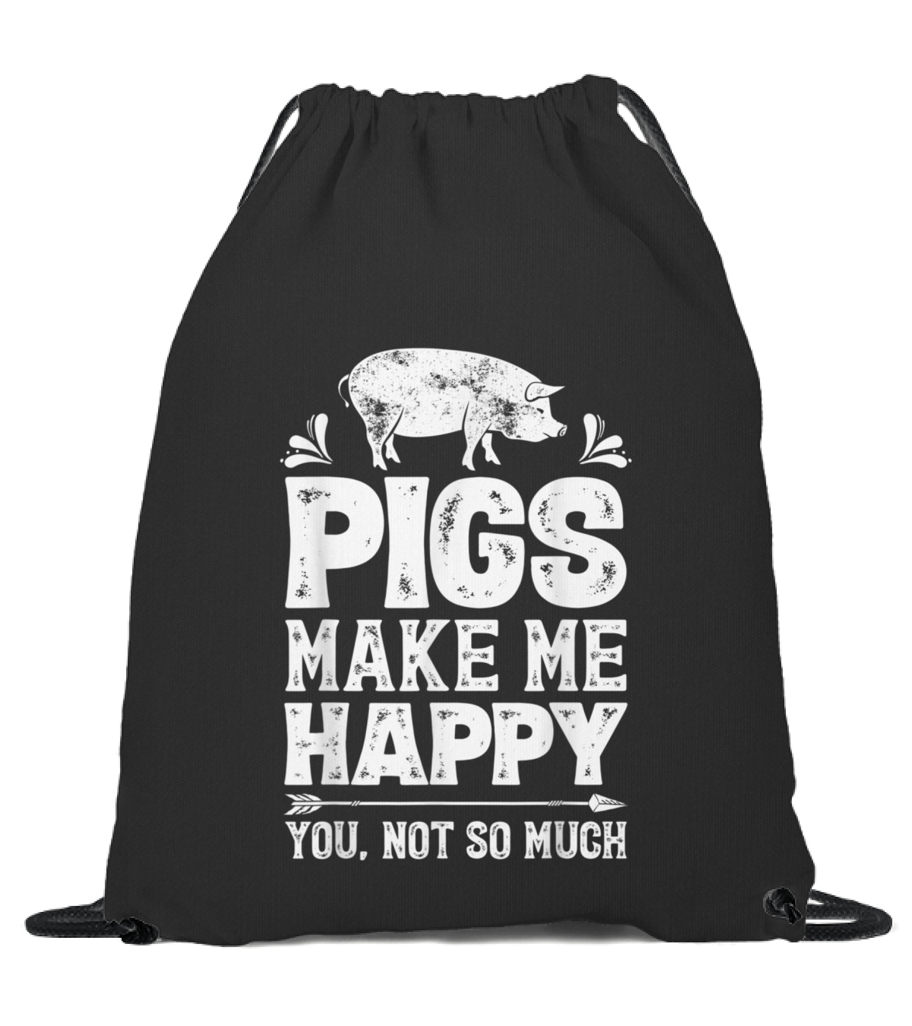 Pigs Make Me Happy T Funny Pig Farm F (2) Drawstring Bag