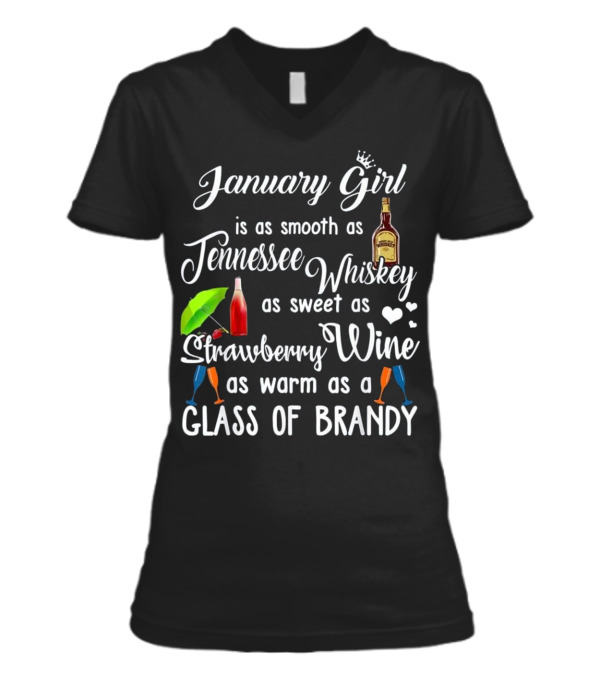 January Girl Is Smooth As...V-Neck Womens T-Shirt January Girl Is Smooth As...V-Neck Womens T-Shirt