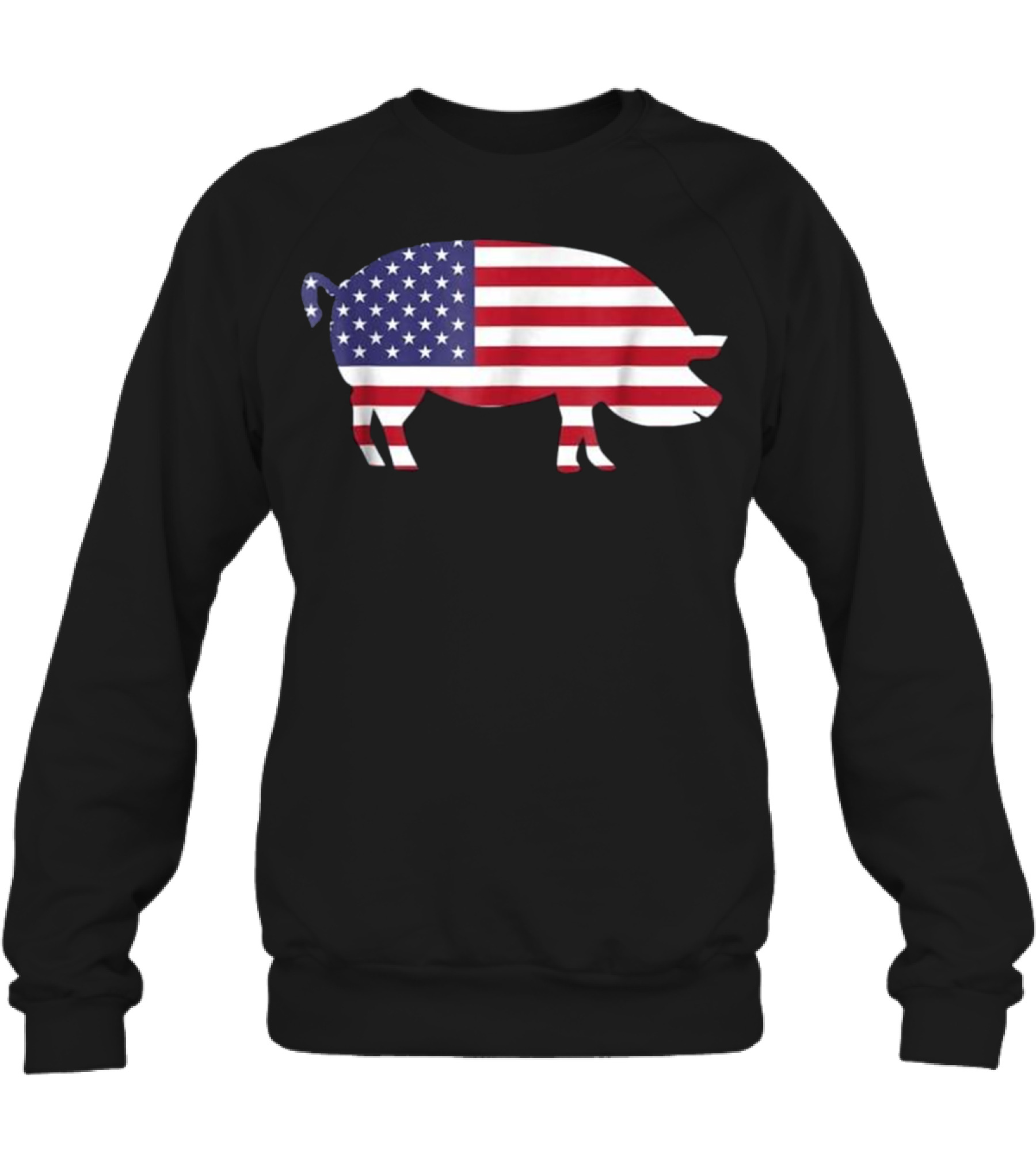 Pig American Flag Funny 4th of July USA Crewneck Sweatshirt
