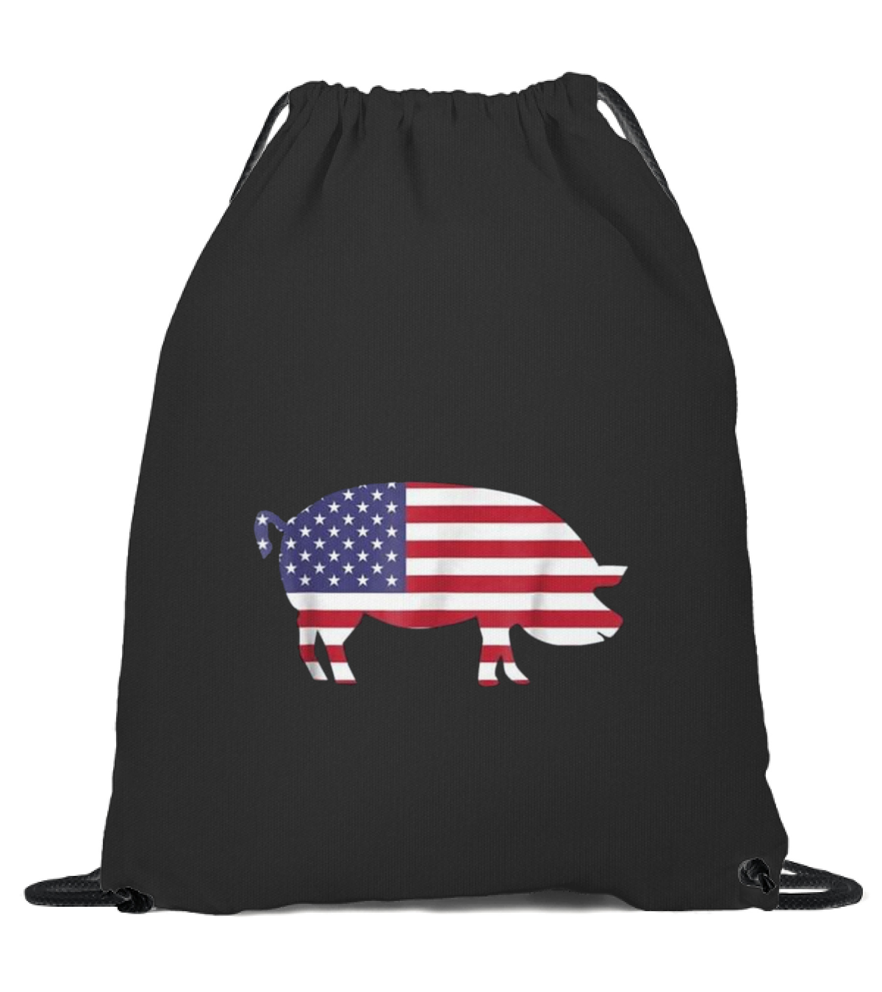 Pig American Flag Funny 4th of July USA Drawstring Bag