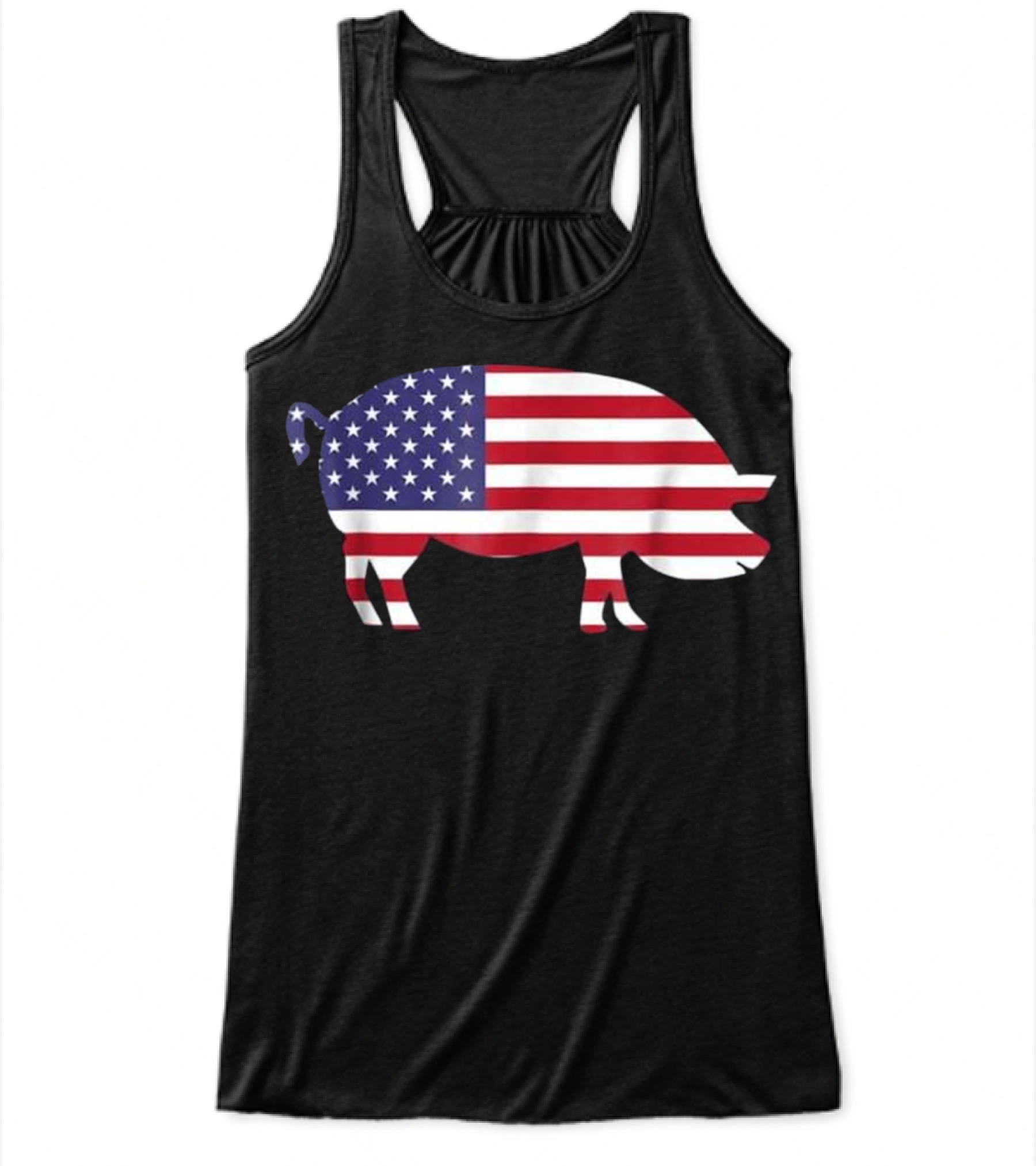 Pig American Flag Funny 4th of July USA Flowy Tank Top