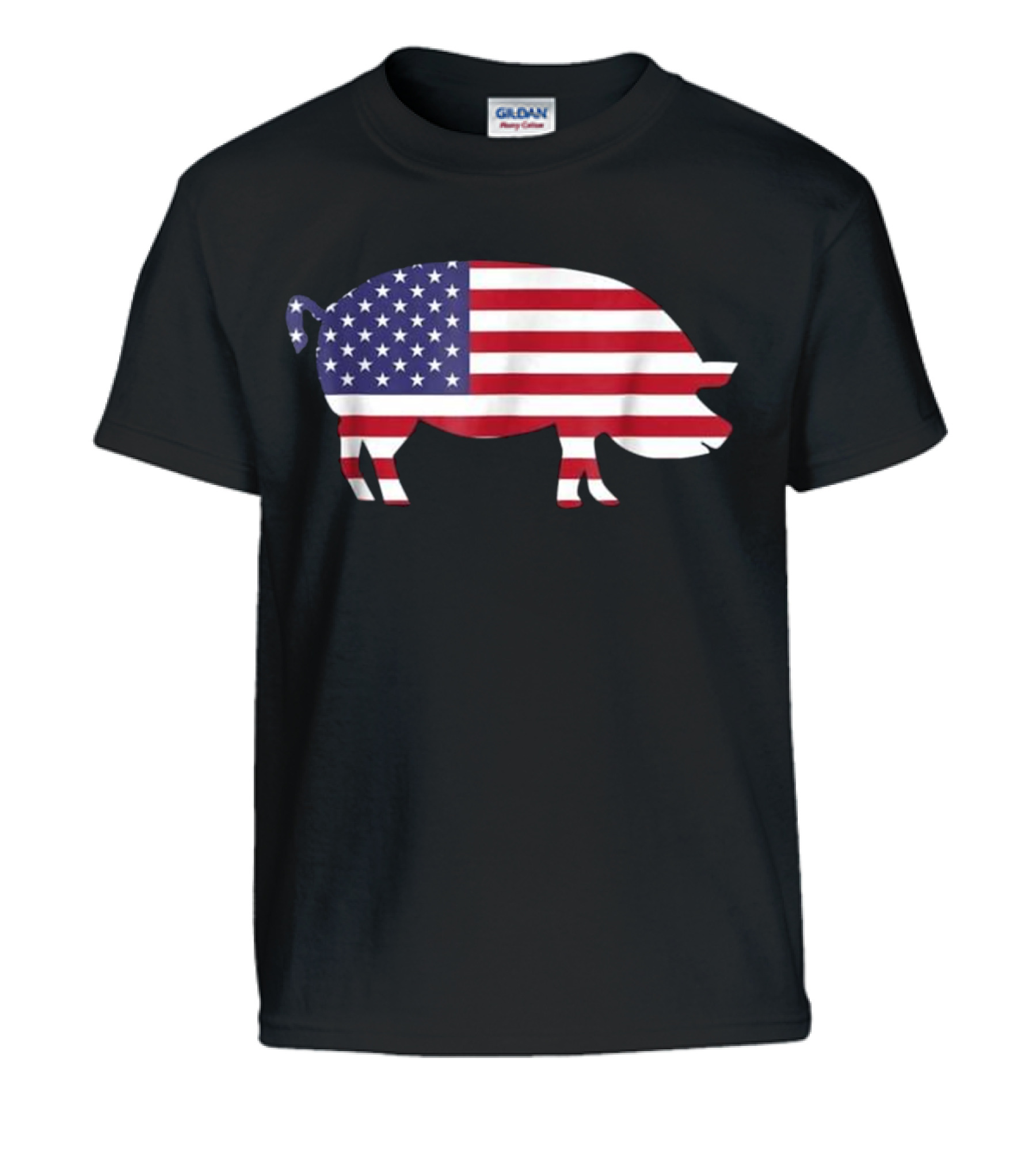 Pig American Flag Funny 4...Kids T-Shirt 