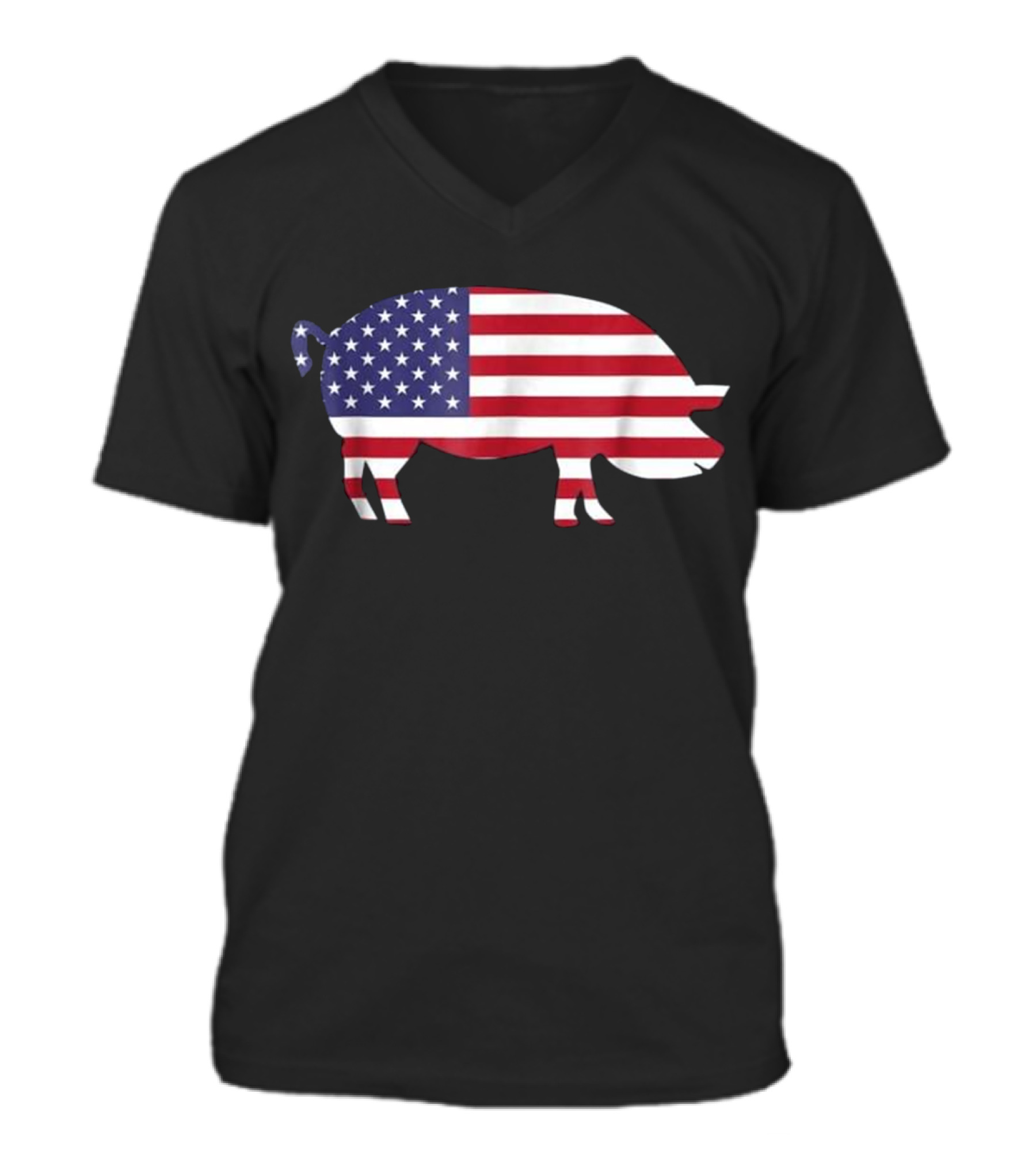 Pig American Flag Funny 4...V-Neck Unisex T-Shirt Pig American Flag Funny 4...V-Neck Unisex T-Shirt