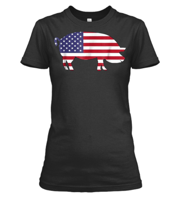 Pig American Flag Funny 4...Womens T-Shirt Pig American Flag Funny 4...Womens T-Shirt