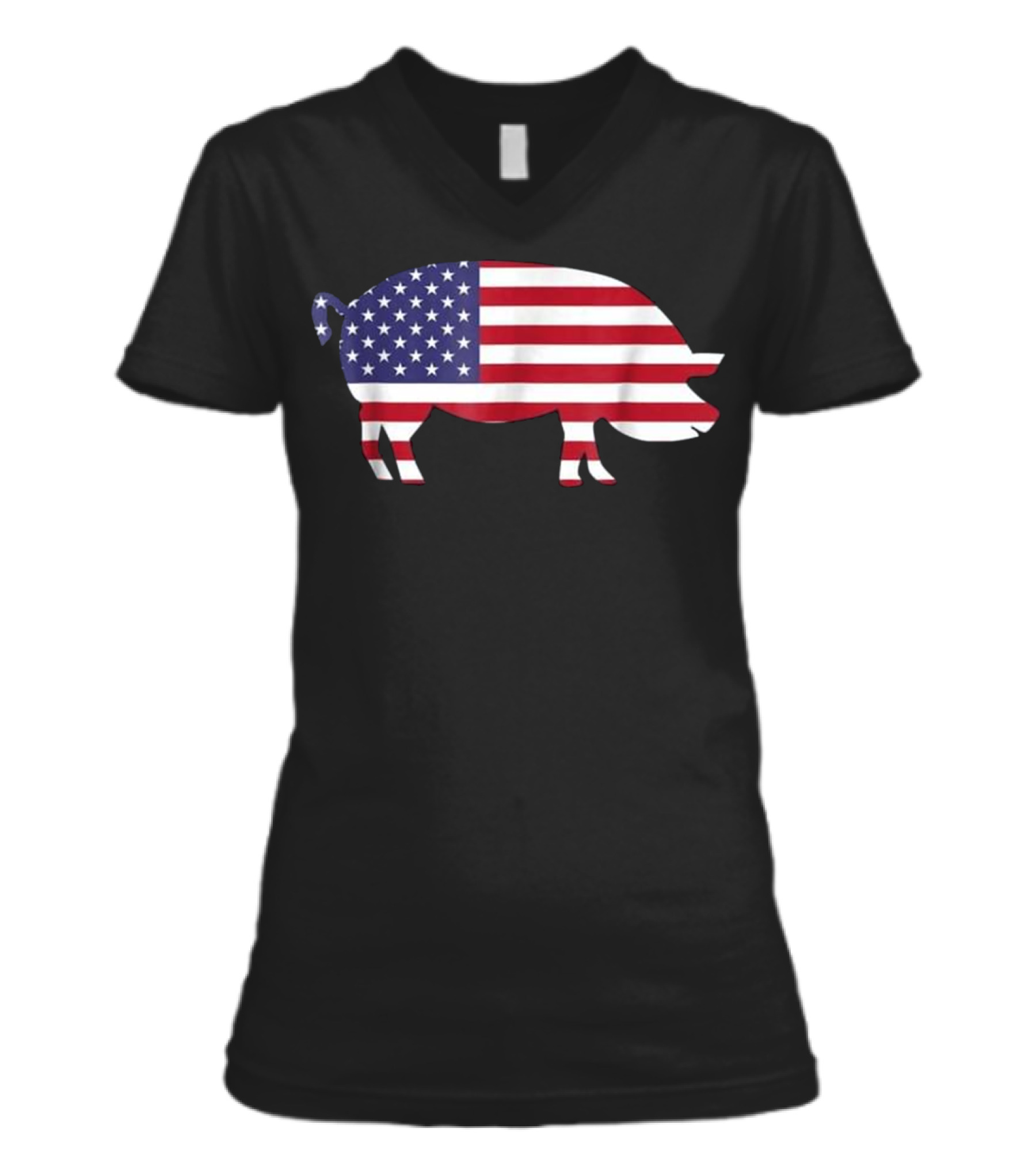 Pig American Flag Funny 4th of July USA V-Neck Womens T-Shirt Pig American Flag Funny 4th of July USA V-Neck Womens T-Shirt