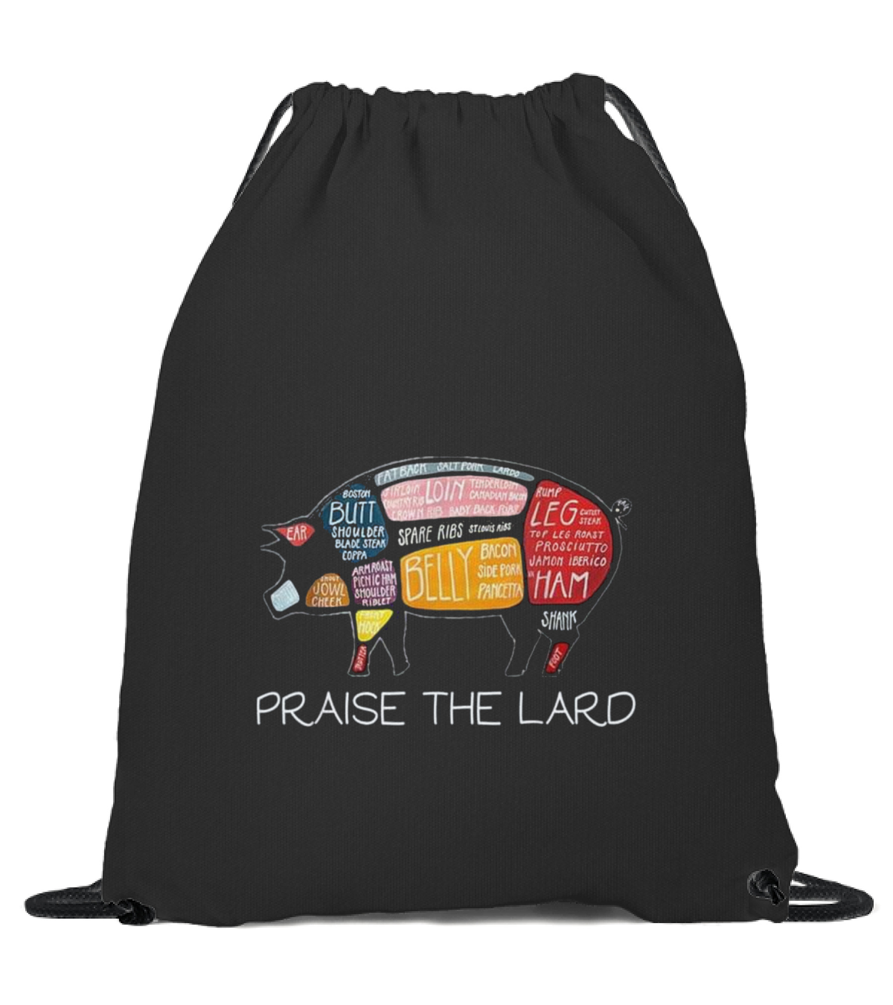 PIG BACON Funny Praise The Lard Tee Drawstring Bag PIG BACON Funny Praise The Lard Tee Drawstring Bag
