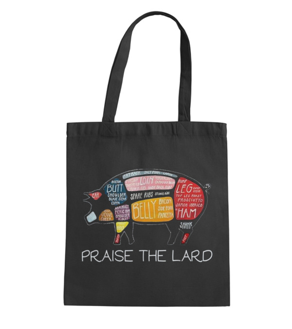 PIG BACON Funny Praise The Lard Tee Tote Bag PIG BACON Funny Praise The Lard Tee Tote Bag