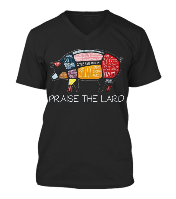 PIG BACON Funny Praise Th...V-Neck Unisex T-Shirt PIG BACON Funny Praise Th...V-Neck Unisex T-Shirt