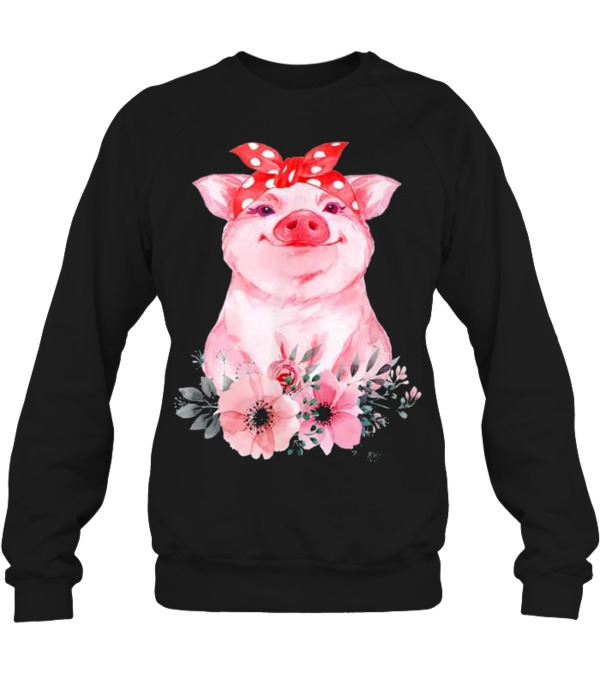 Pig Bandana cute for Girl...Crewneck Sweatshirt Pig Bandana cute for Girl...Crewneck Sweatshirt