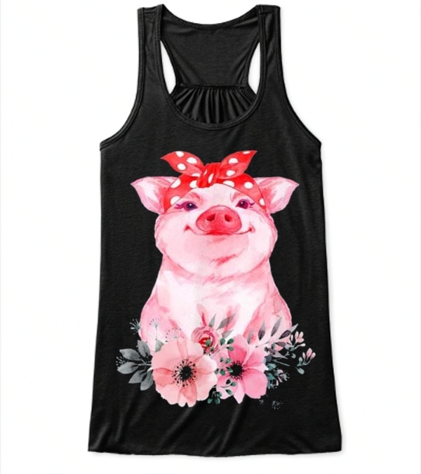 Pig Bandana cute for Girl...Flowy Tank Top Pig Bandana cute for Girl...Flowy Tank Top