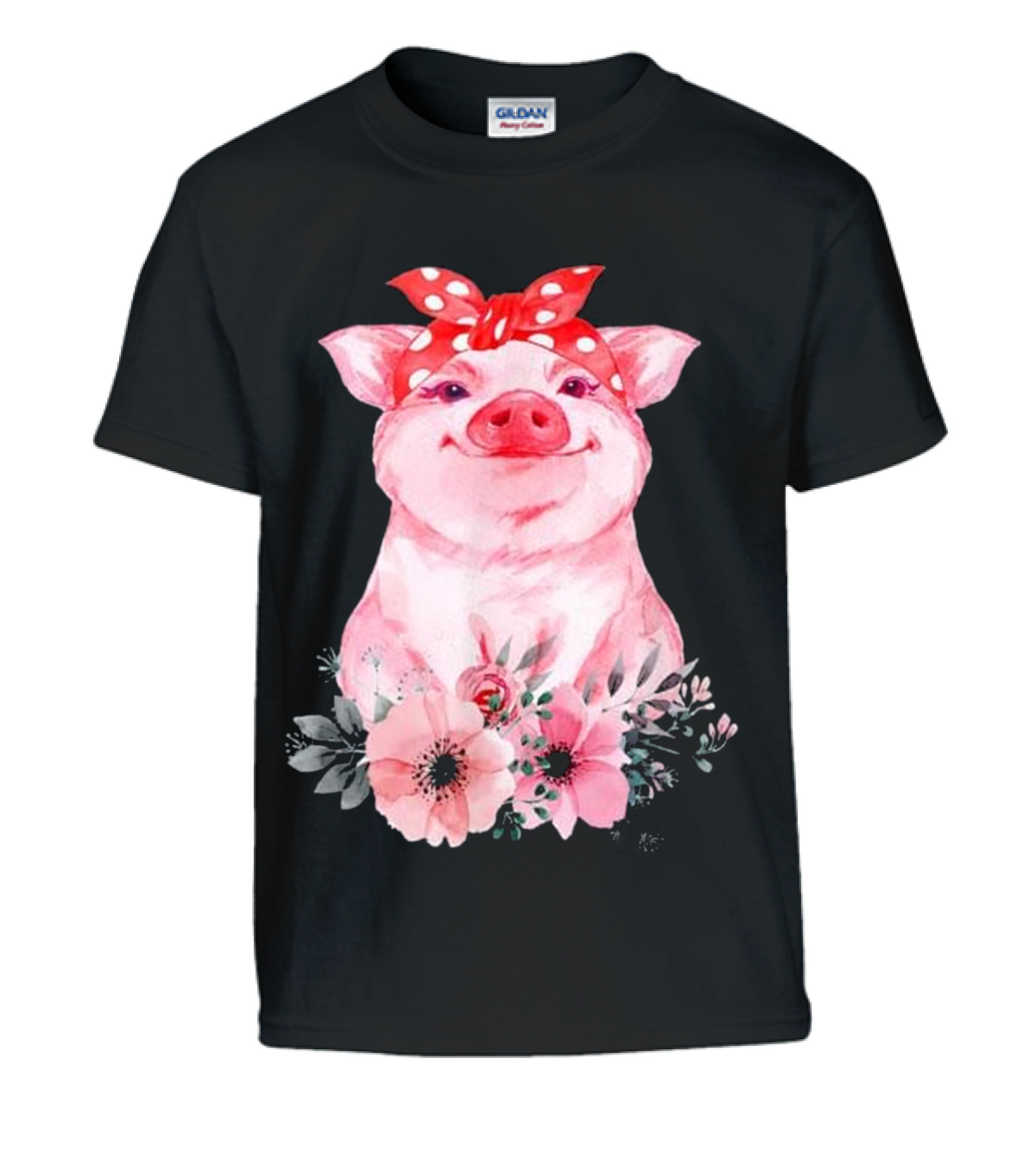 Pig Bandana cute for Girl...Kids T-Shirt 