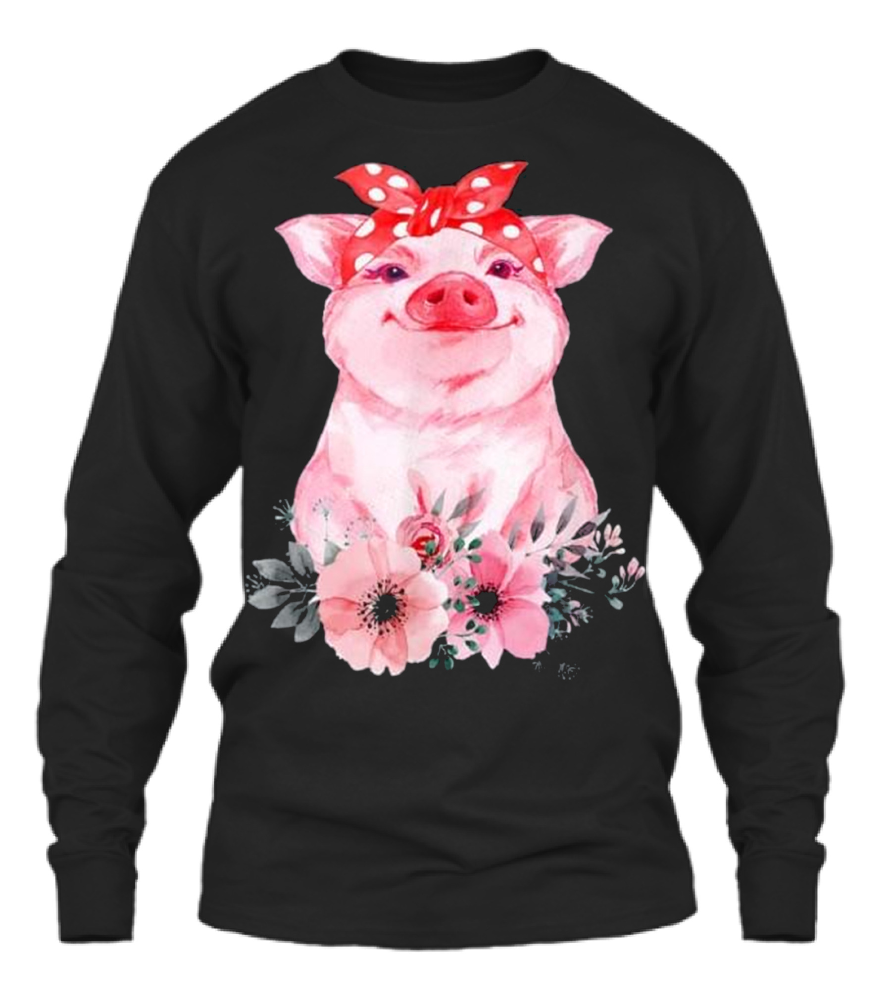 Pig Bandana cute for Girl...Unisex Long Sleeve 