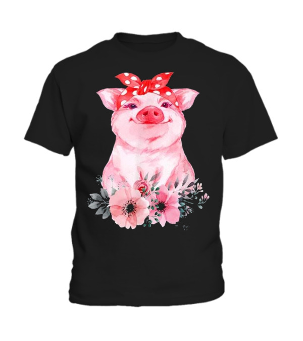 Pig Bandana cute for Girl and W Toddler T-Shirt Pig Bandana cute for Girl and W Toddler T-Shirt