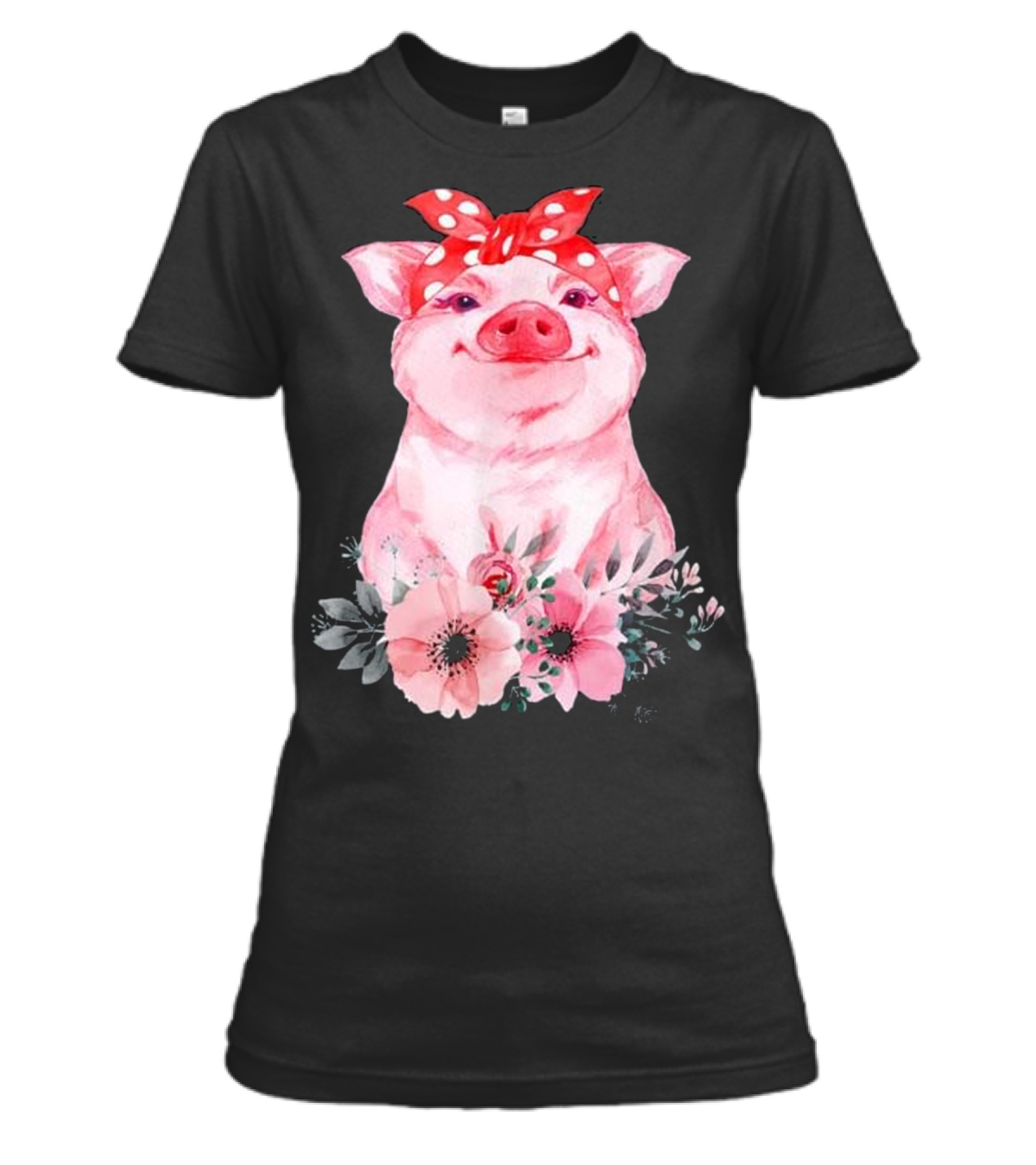 Pig Bandana cute for Girl...Womens T-Shirt 