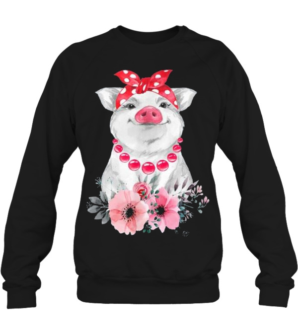 Pig Bandana cute for Girl...Crewneck Sweatshirt Pig Bandana cute for Girl...Crewneck Sweatshirt