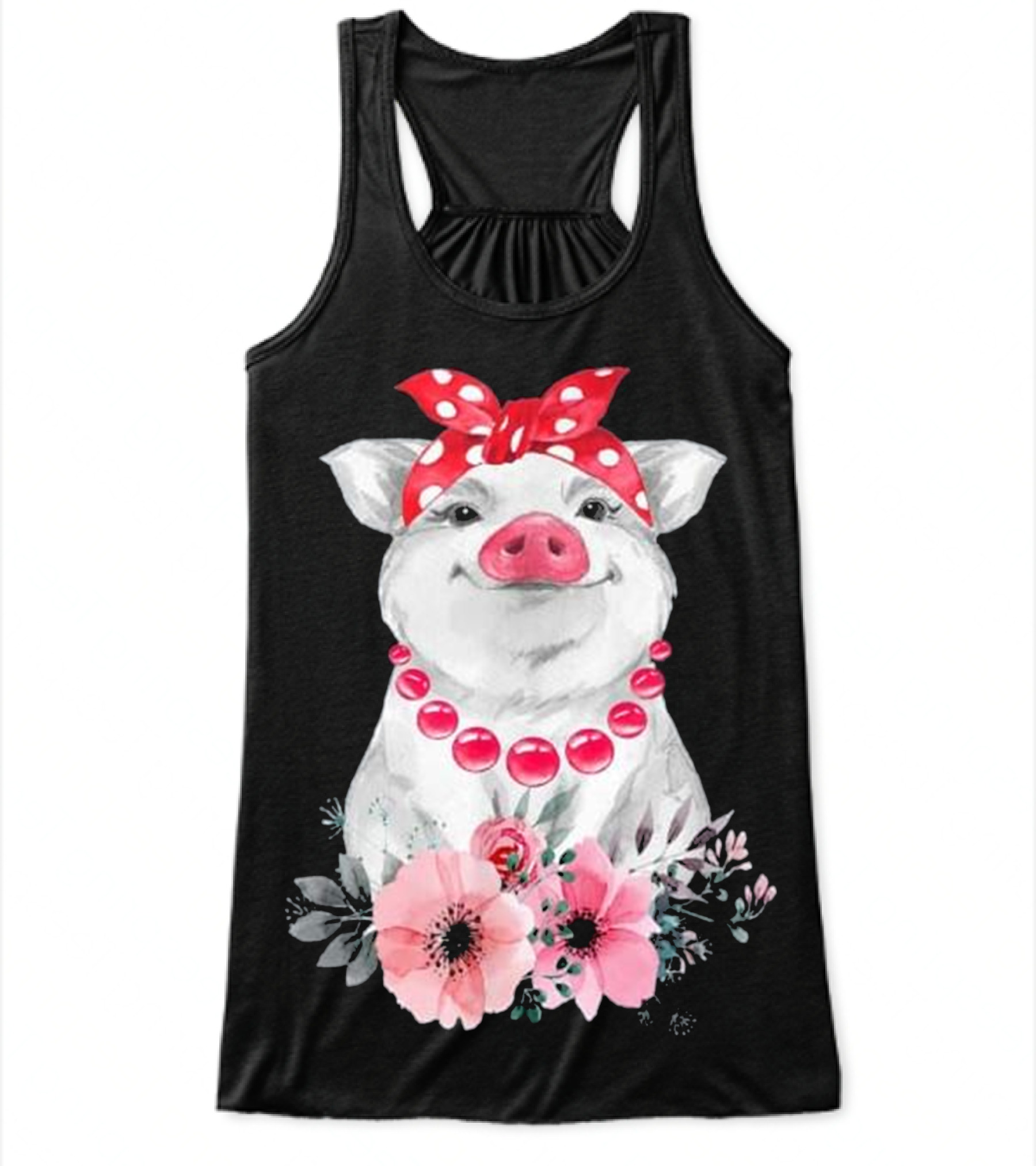 Pig Bandana cute for Girl and Wo Flowy Tank Top