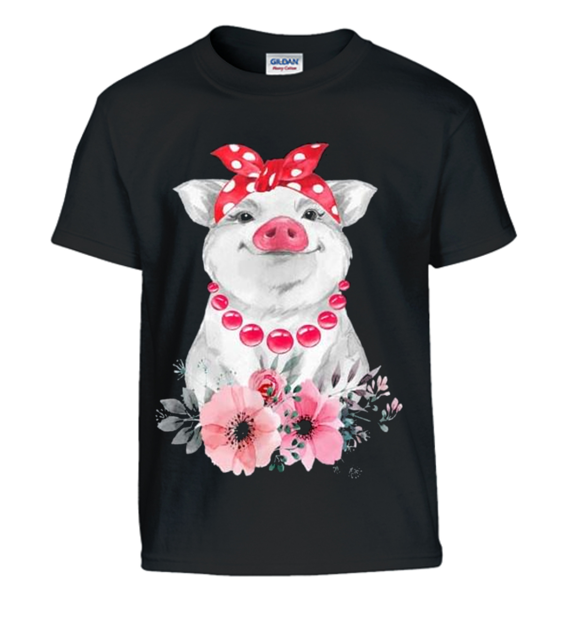 Pig Bandana cute for Girl...Kids T-Shirt 