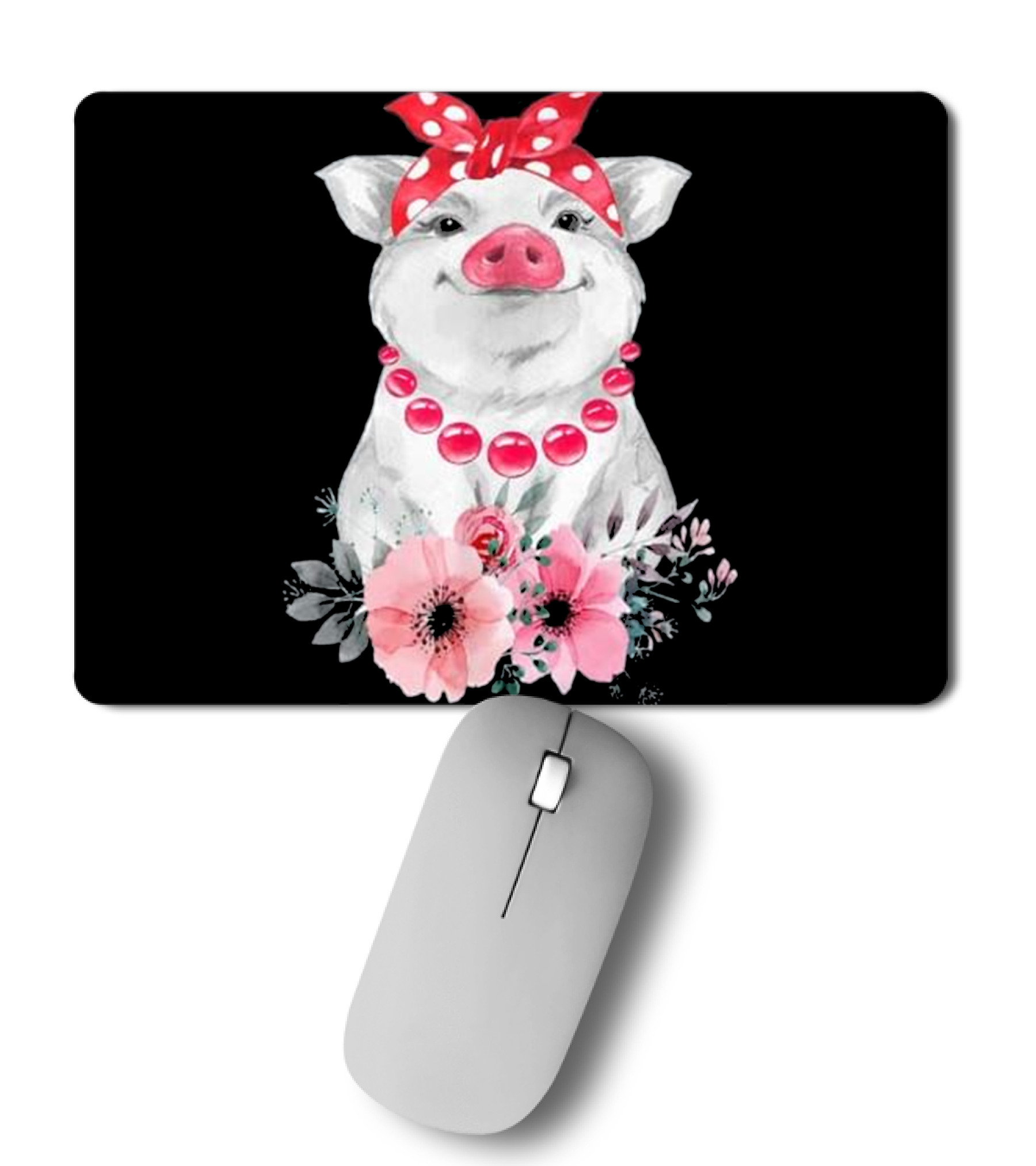 Pig Bandana cute for Girl...Mousepad Pig Bandana cute for Girl...Mousepad