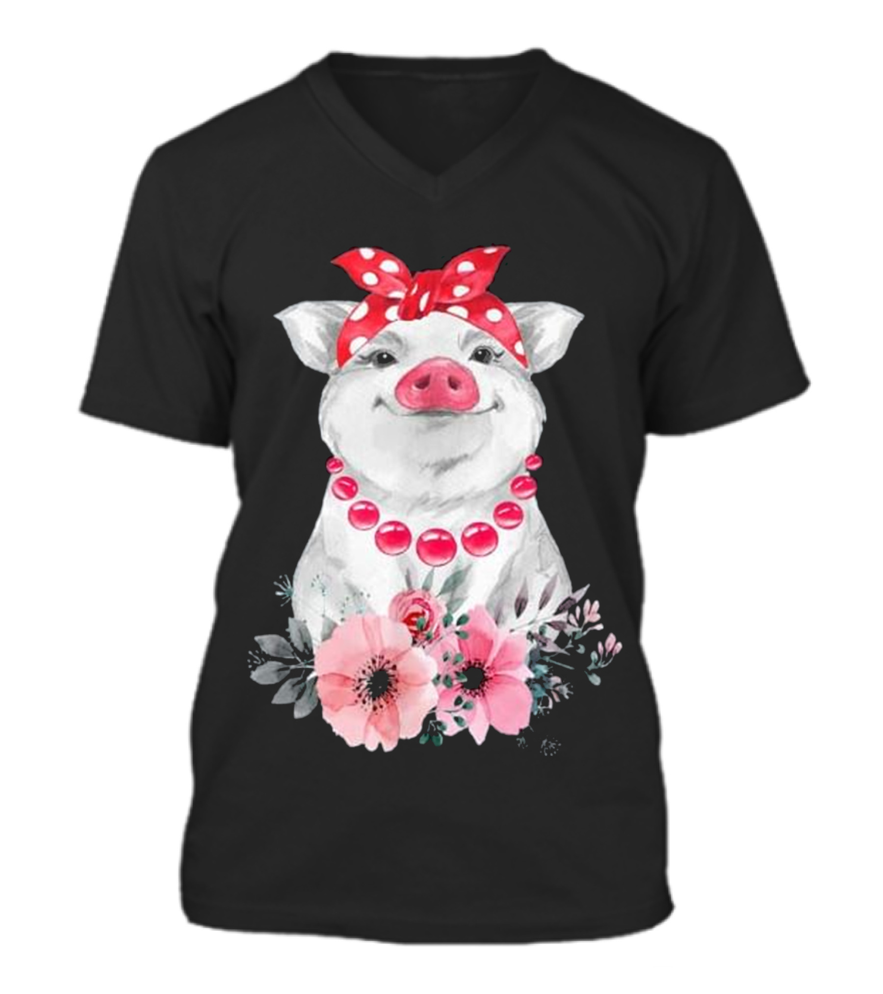 Pig Bandana cute for Girl...V-Neck Unisex T-Shirt 