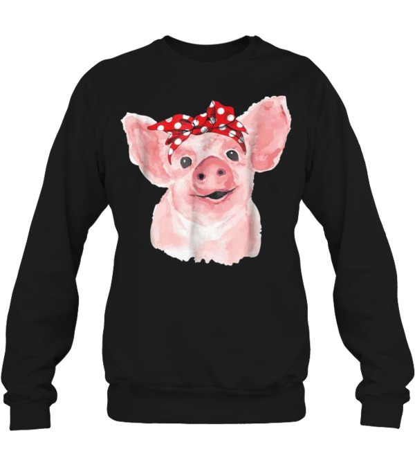 Pig Bandana cute for Girl...Crewneck Sweatshirt Pig Bandana cute for Girl...Crewneck Sweatshirt