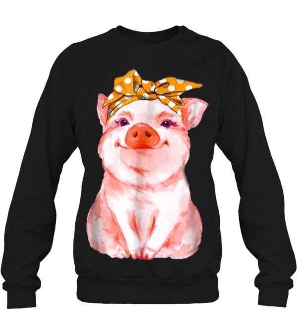 Pig Bandana cute for Girl...Crewneck Sweatshirt Pig Bandana cute for Girl...Crewneck Sweatshirt
