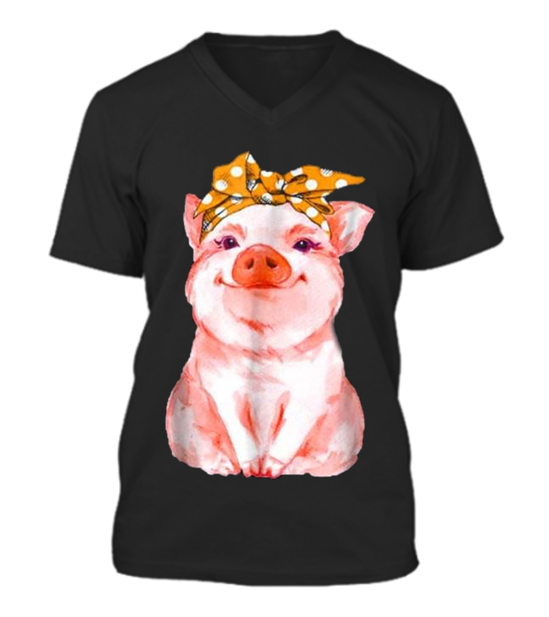 Pig Bandana cute for Girl...V-Neck Unisex T-Shirt Pig Bandana cute for Girl...V-Neck Unisex T-Shirt
