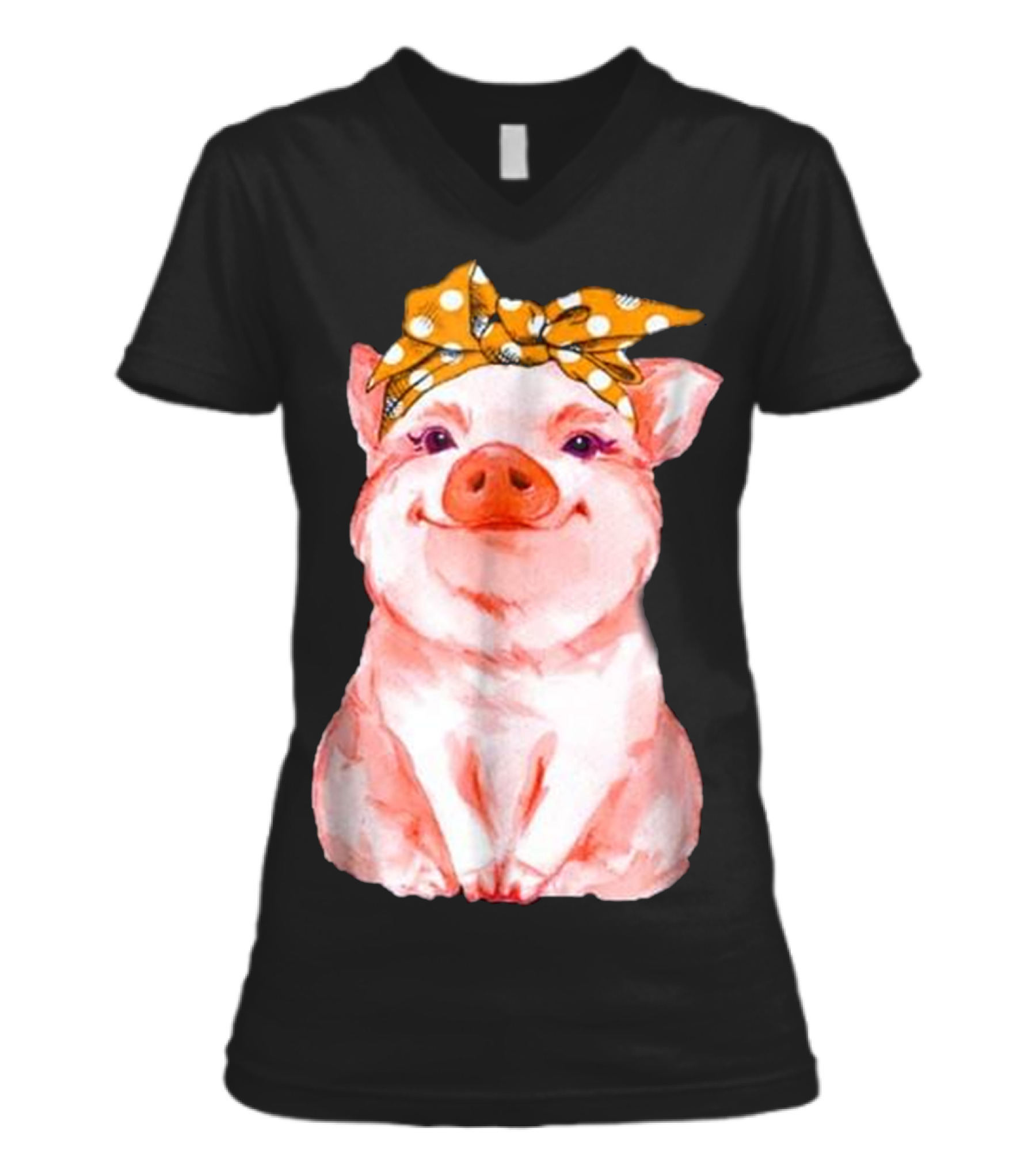 Pig Bandana cute for Girl...V-Neck Womens T-Shirt Pig Bandana cute for Girl...V-Neck Womens T-Shirt
