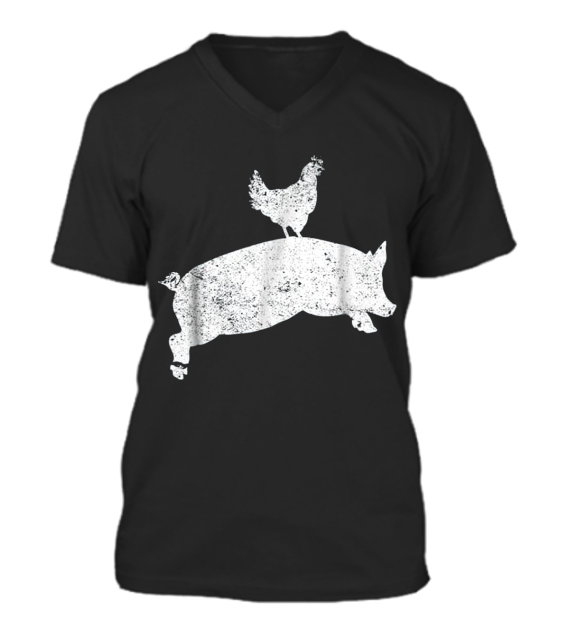 Pig Chicken Country Hog Vintage Men V-Neck Unisex T-Shirt