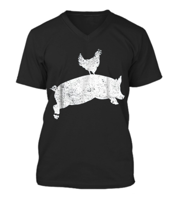 Pig Chicken Country Hog Vintage Men V-Neck Unisex T-Shirt Pig Chicken Country Hog Vintage Men V-Neck Unisex T-Shirt