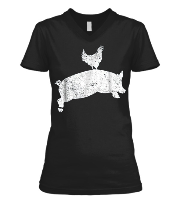 Pig Chicken Country Hog Vintage Men V-Neck Womens T-Shirt Pig Chicken Country Hog Vintage Men V-Neck Womens T-Shirt