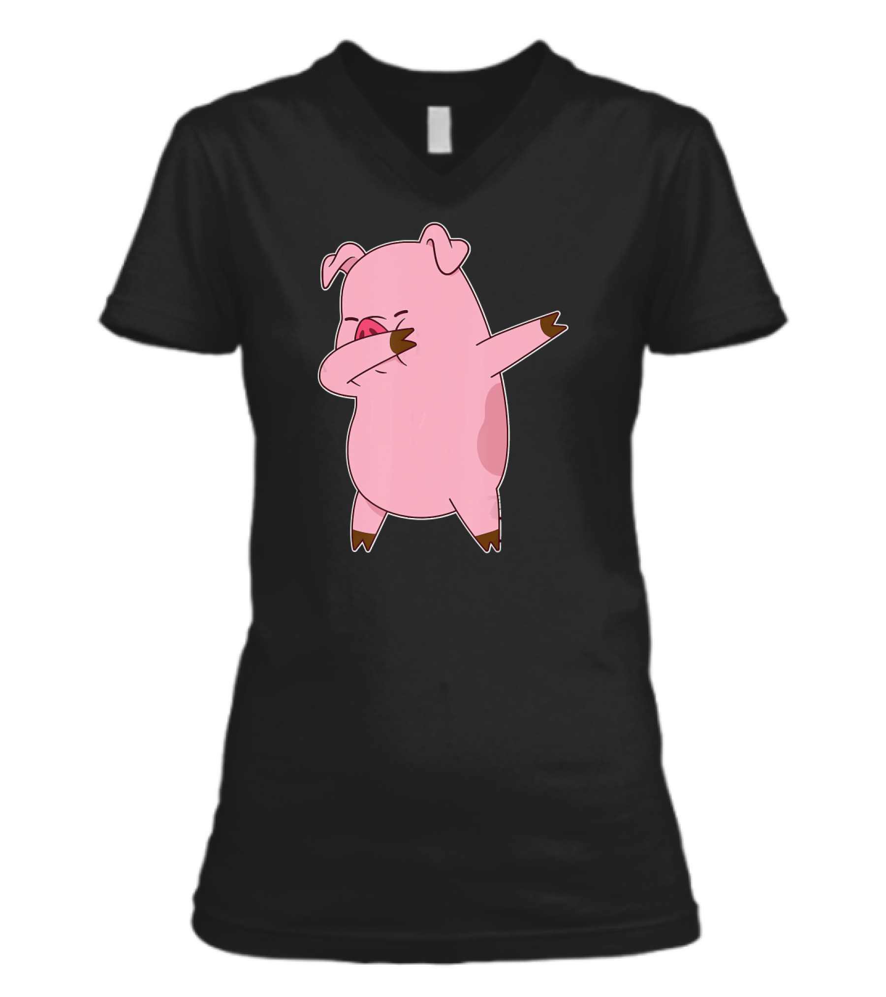 Pig Dabbing Dab Dance Fun...V-Neck Womens T-Shirt Pig Dabbing Dab Dance Fun...V-Neck Womens T-Shirt