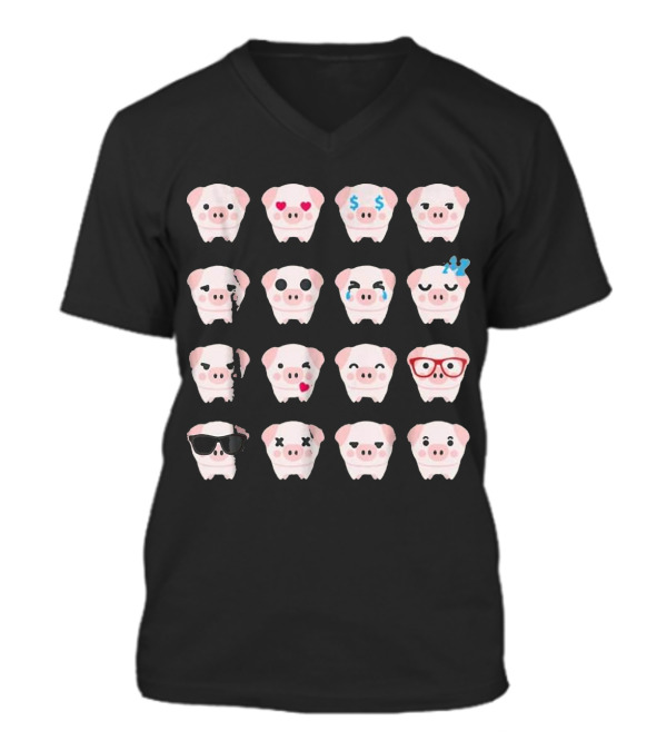 Pig Emoji pig lover gifts V-Neck Unisex T-Shirt Pig Emoji pig lover gifts V-Neck Unisex T-Shirt