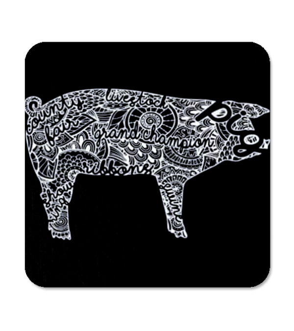 Pig Livestock Show Mandala - Swin Coaster Pig Livestock Show Mandala - Swin Coaster