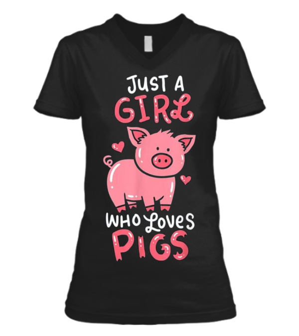 Pig T Piglet Hog Farm Anim V-Neck Womens T-Shirt Pig T Piglet Hog Farm Anim V-Neck Womens T-Shirt