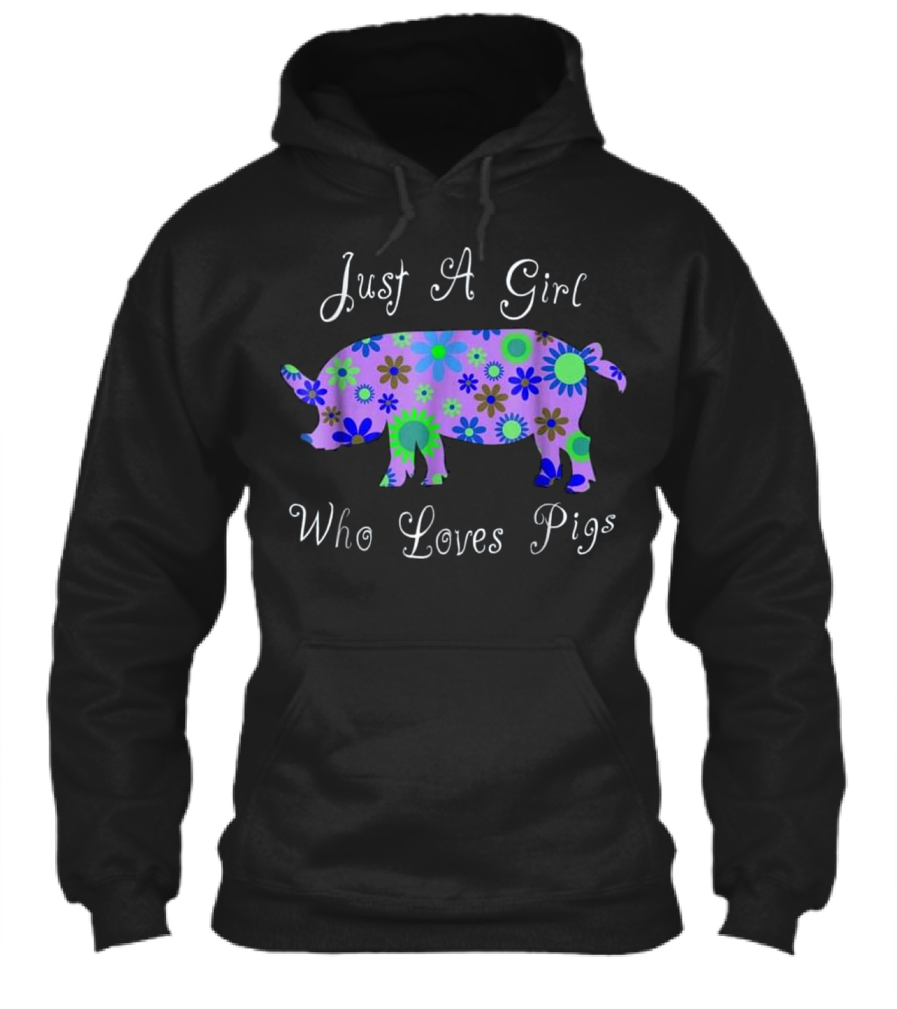 Pig T s For Girls - Cute Floral Pi Hoodie