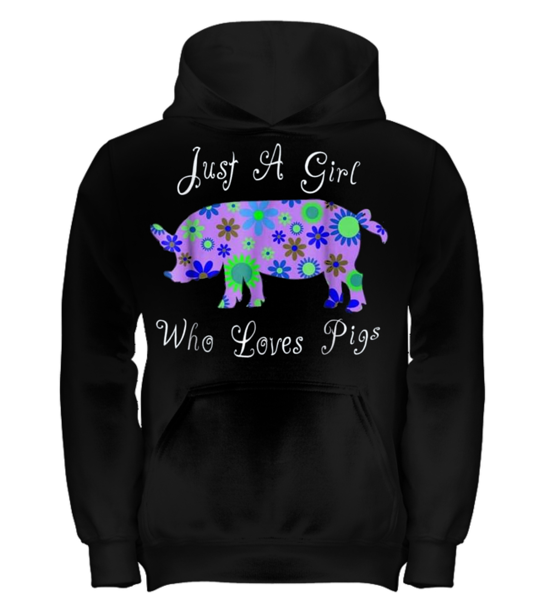 Pig T s For Girls - Cute Floral Pi Kids Hoodie