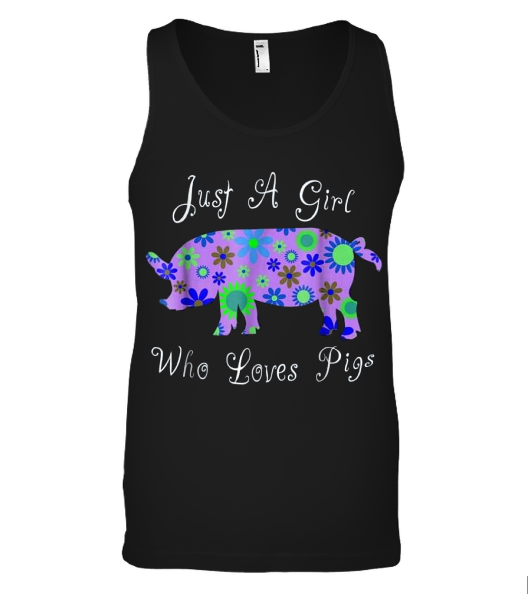Pig T s For Girls - Cute Floral Pi Tank Top