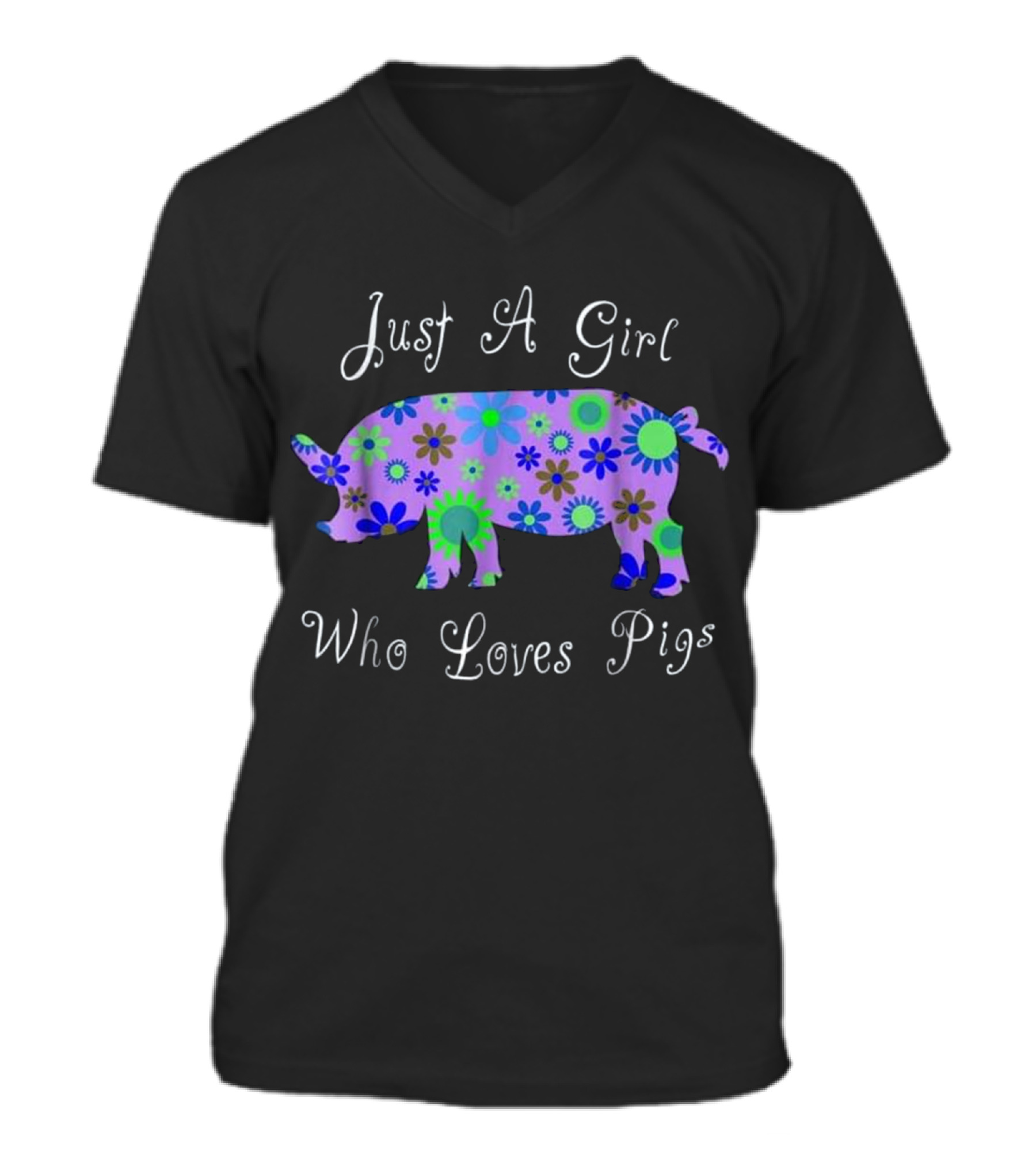 Pig T s For Girls - Cute Floral Pi V-Neck Unisex T-Shirt