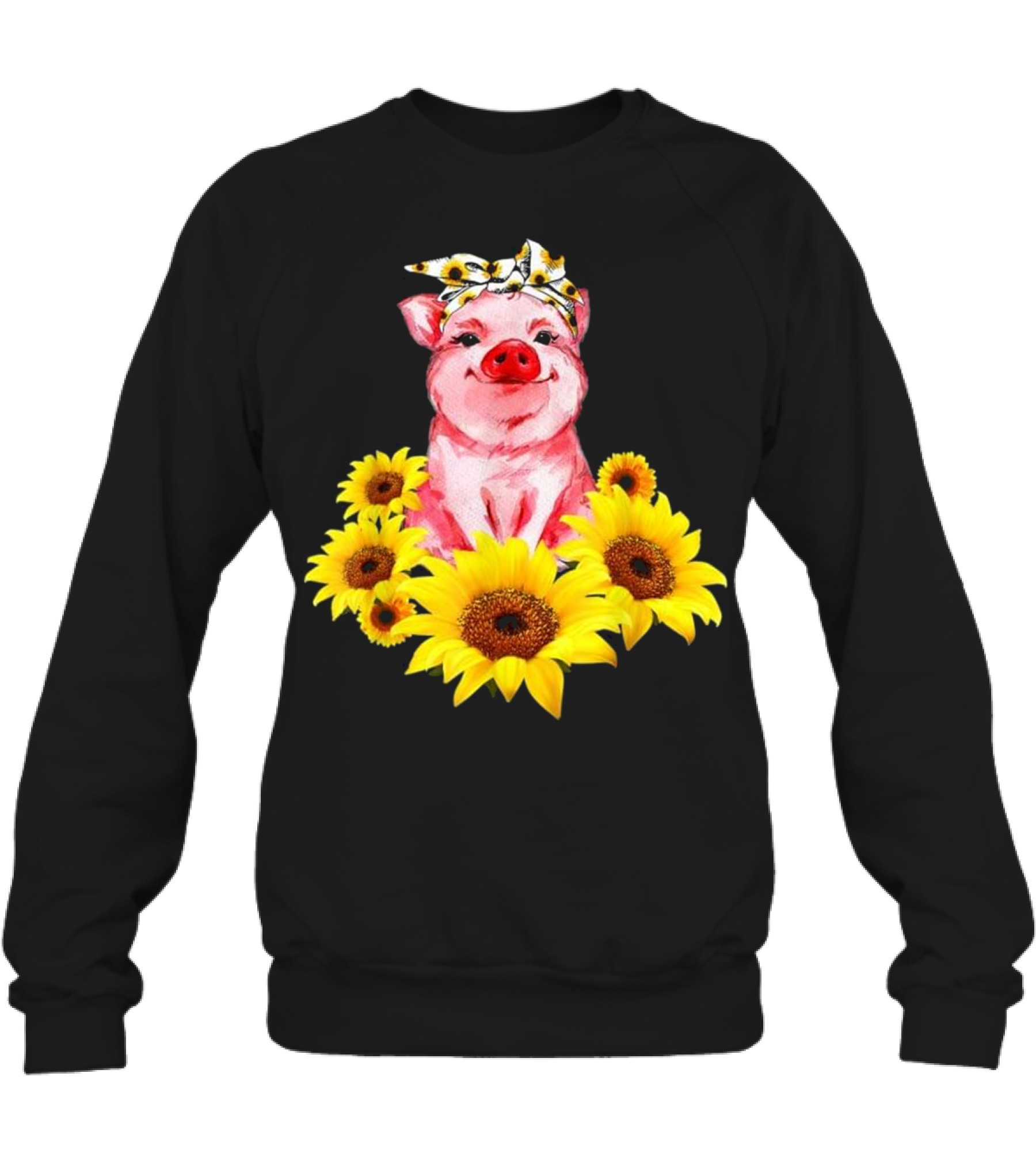 Pig With Sunflower Turban...Crewneck Sweatshirt 