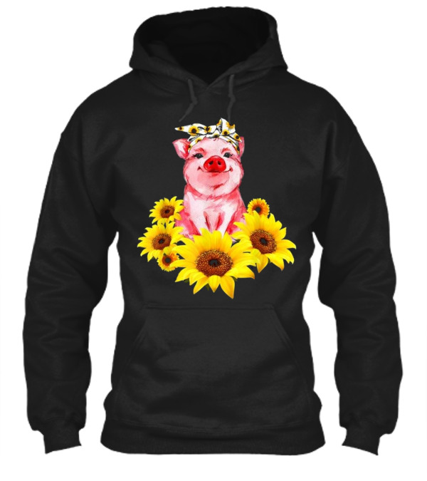 Pig With Sunflower Turban...Hoodie Pig With Sunflower Turban...Hoodie