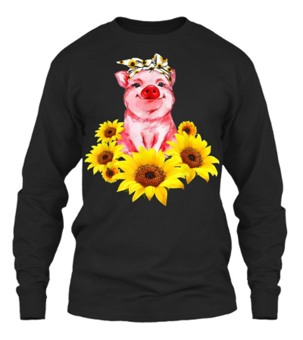 Pig With Sunflower Turban...Unisex Long Sleeve Pig With Sunflower Turban...Unisex Long Sleeve