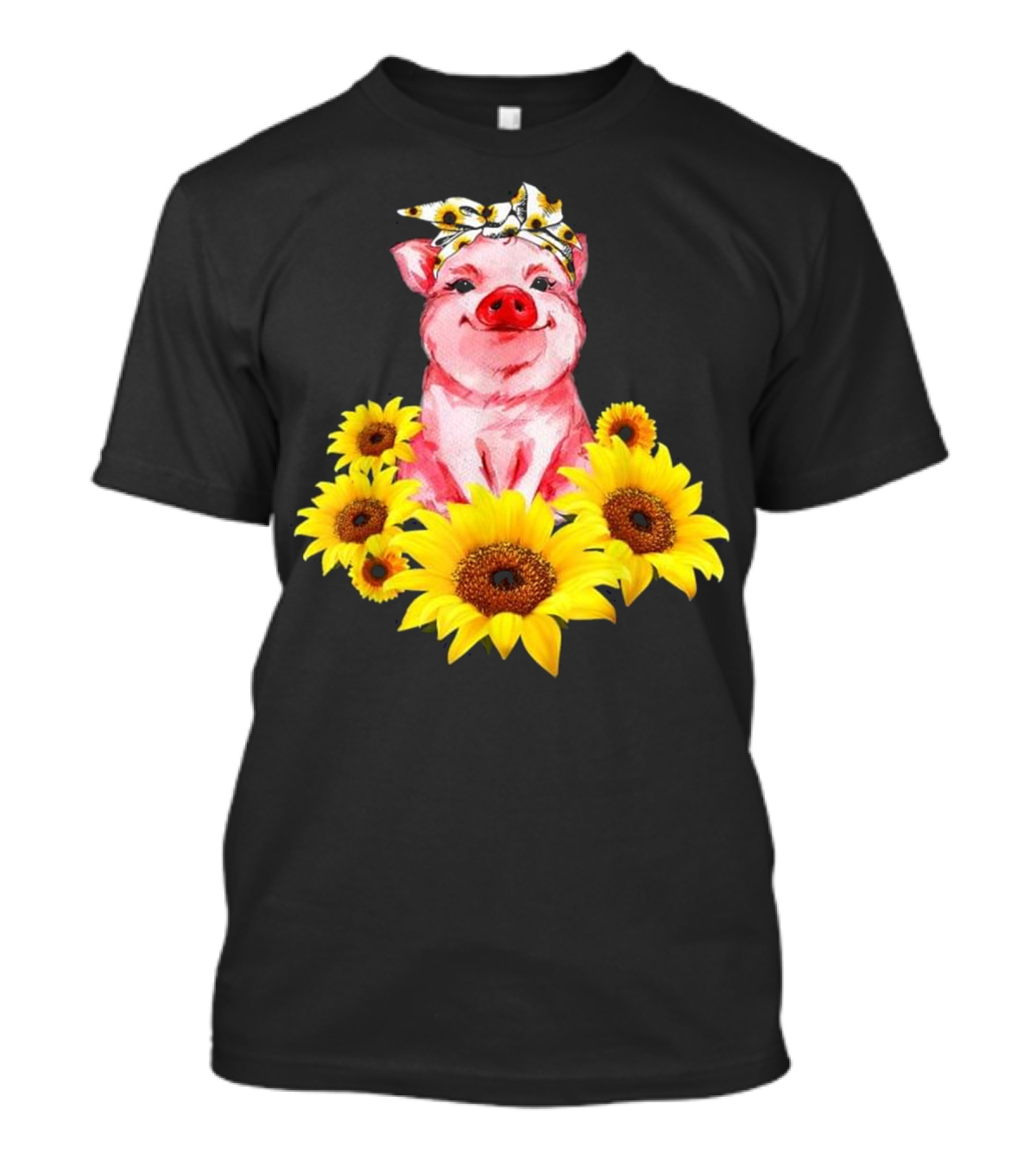 Pig With Sunflower Turban Lovely Gift T-Shirt