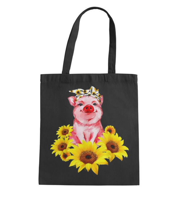 Pig With Sunflower Turban...Tote Bag Pig With Sunflower Turban...Tote Bag