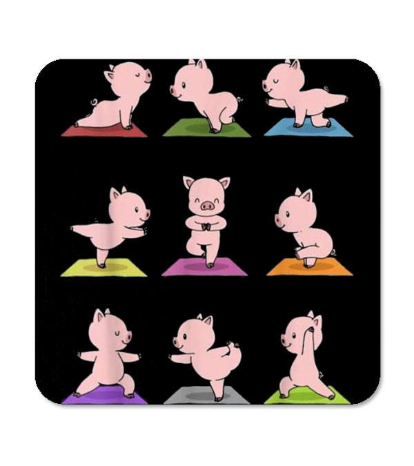 Pig Yoga Funny Piglets In...Coaster Pig Yoga Funny Piglets In...Coaster
