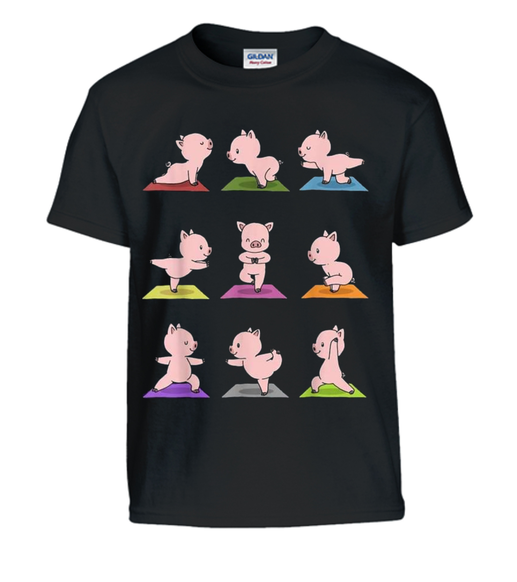 Pig Yoga Funny Piglets In Yoga Poses Kids T-Shirt