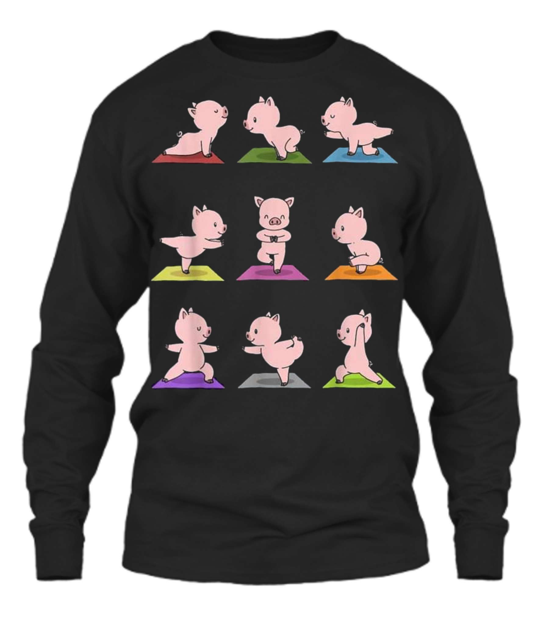 Pig Yoga Funny Piglets In Yoga Poses Unisex Long Sleeve