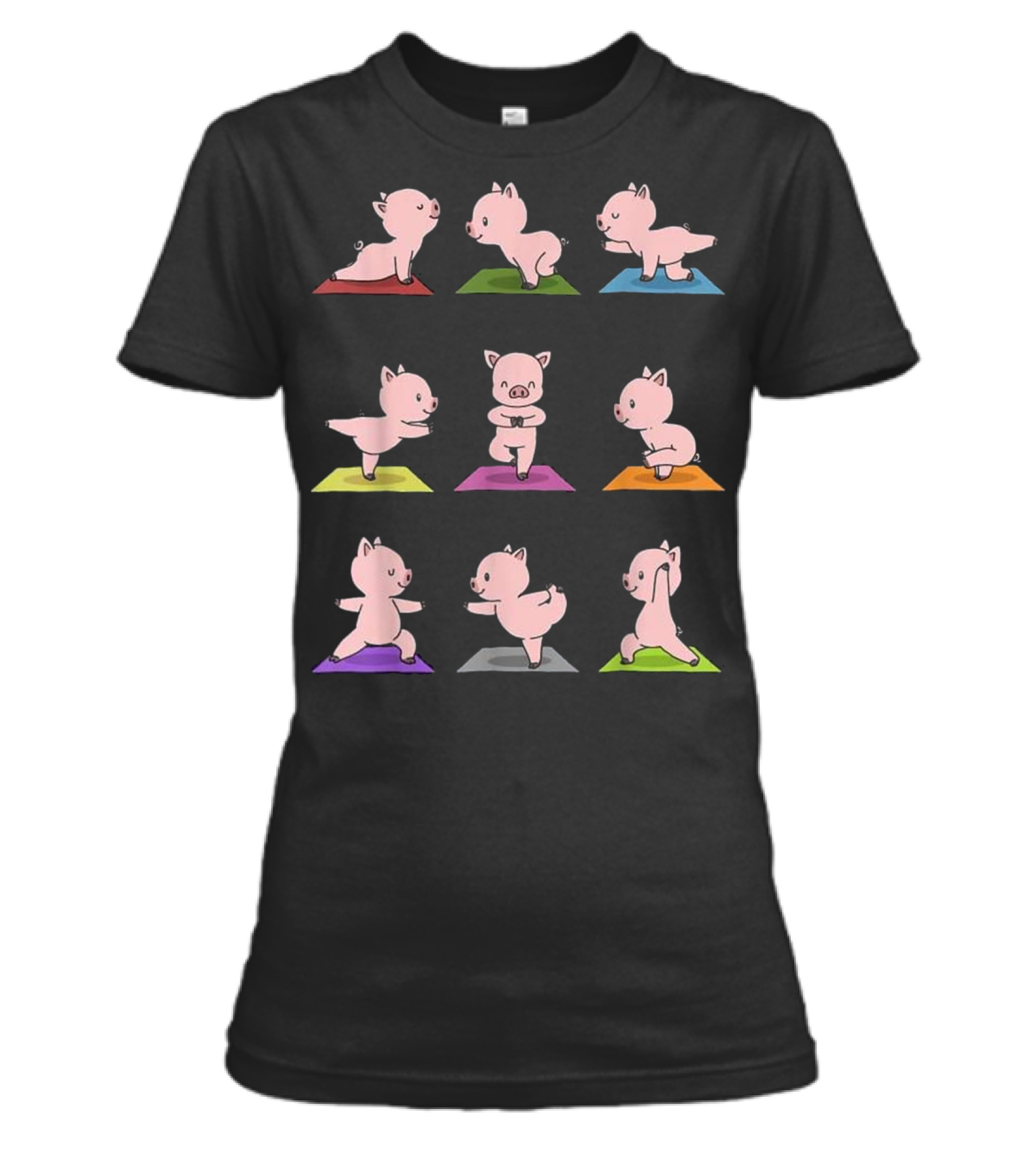 Pig Yoga Funny Piglets In Yoga Poses Womens T-Shirt