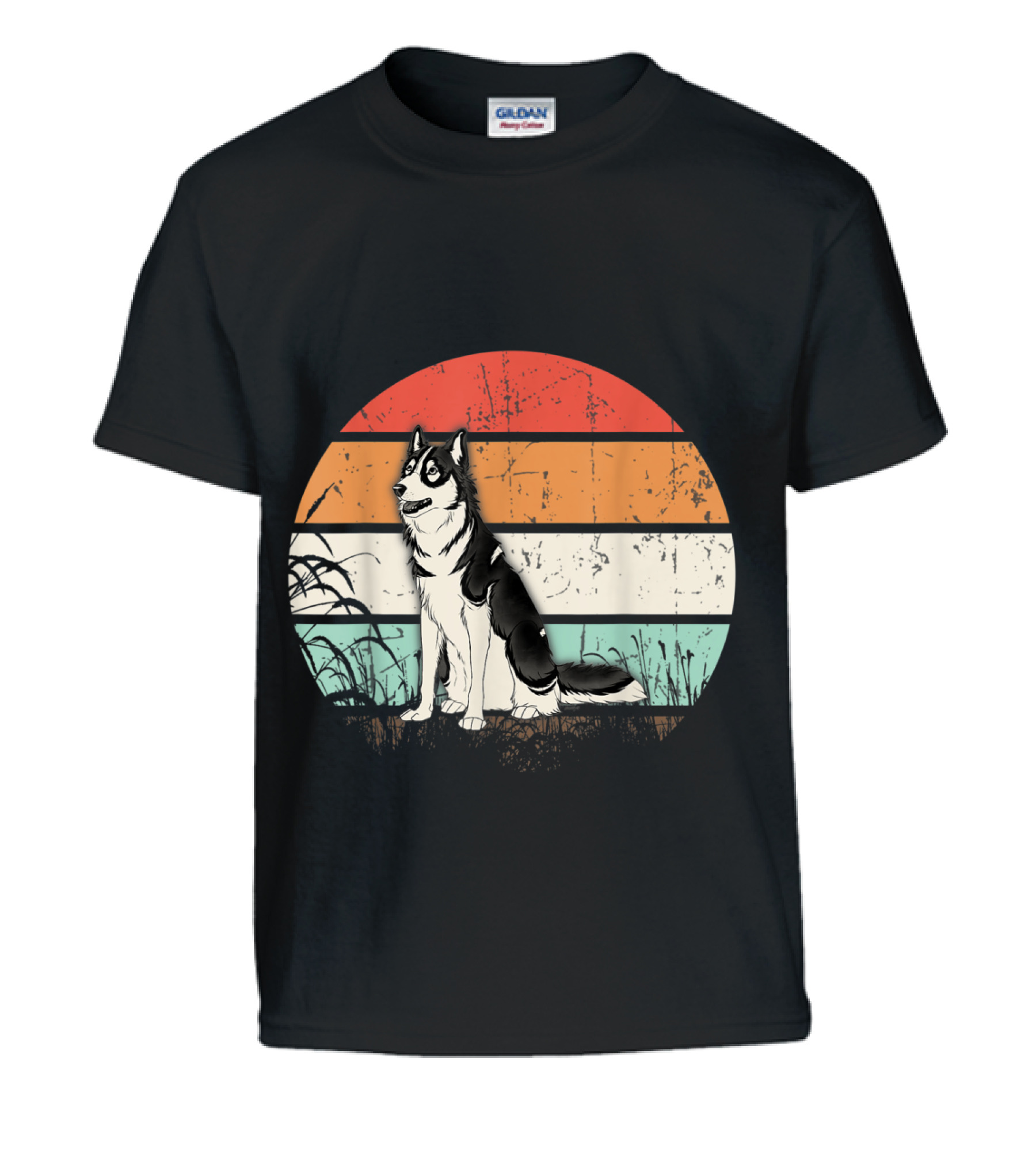 Vintage Retro Siberian Husky Sunset Do Kids T-Shirt