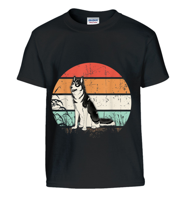 Vintage Retro Siberian Husky Sunset Do Kids T-Shirt Vintage Retro Siberian Husky Sunset Do Kids T-Shirt